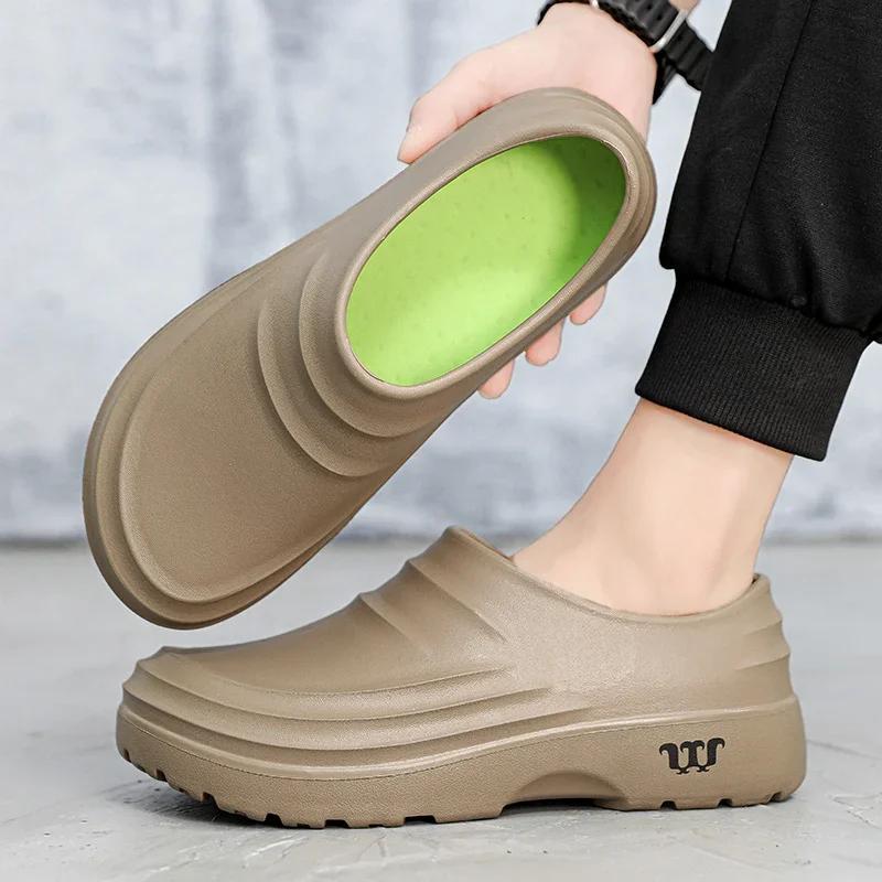 Men's Clogs Slippers Outdoor Beach Hole Sandals Male Comfortable Casual Garden Shoes with Arch Support Indoor Bathroom Slide