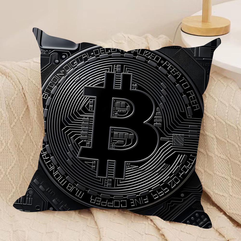 Cool Bitcoin Fashion Luxury Cushion Cover Silky Short Plush Invisible Zipper Dustproof Sofa Pillow Case For Home Decor
