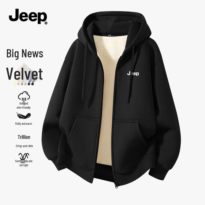 

JEEP Men s Fleece-Lined Zip-Up Hoodie L