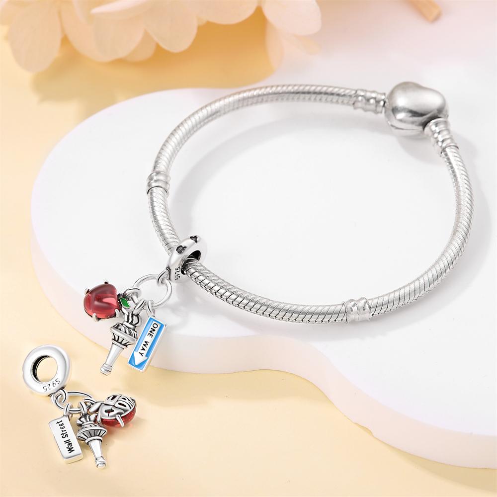 Original Charms Copper Architecture Series Big Apple Beads Fit Bracelet Women Jewelry Making Diy Gift