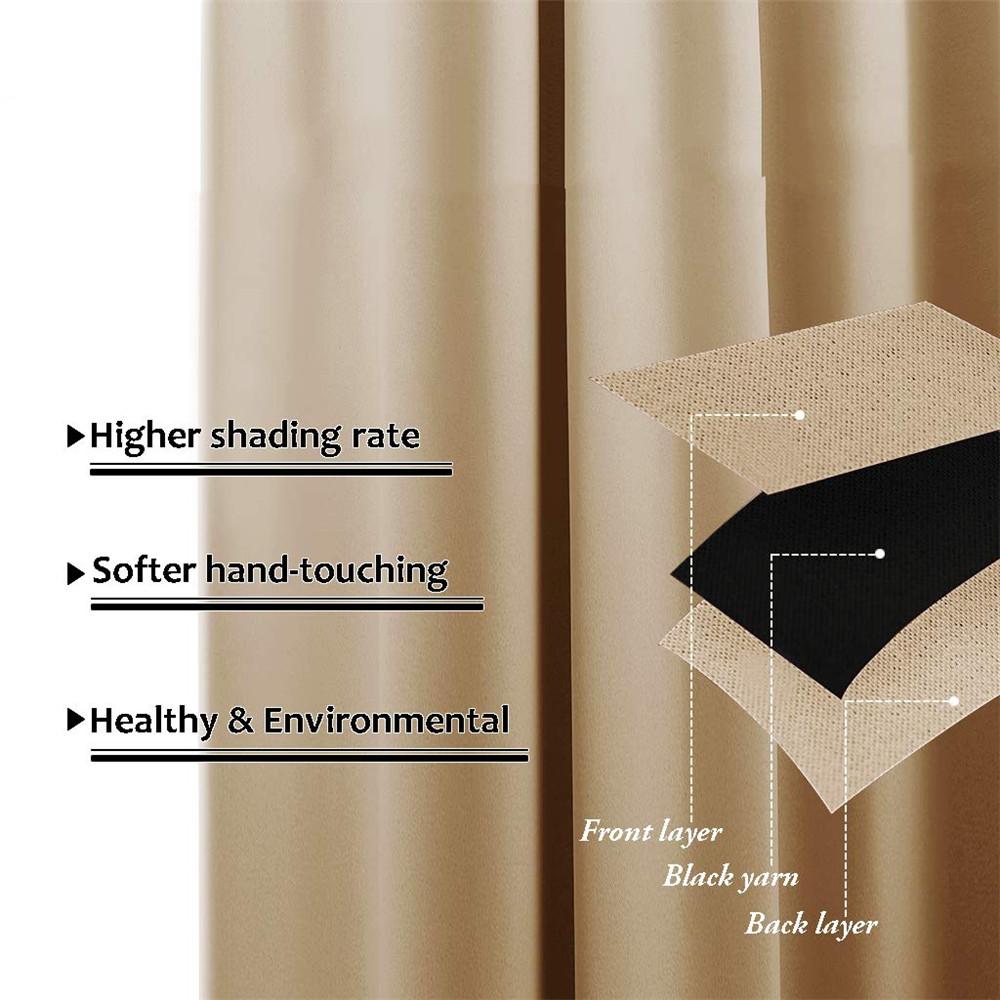 Curtains Living Room Bedroom Black Durable Layer Foam Insulated Sun Blocking Thick Window Treatment Light Made Of Polyester Decor