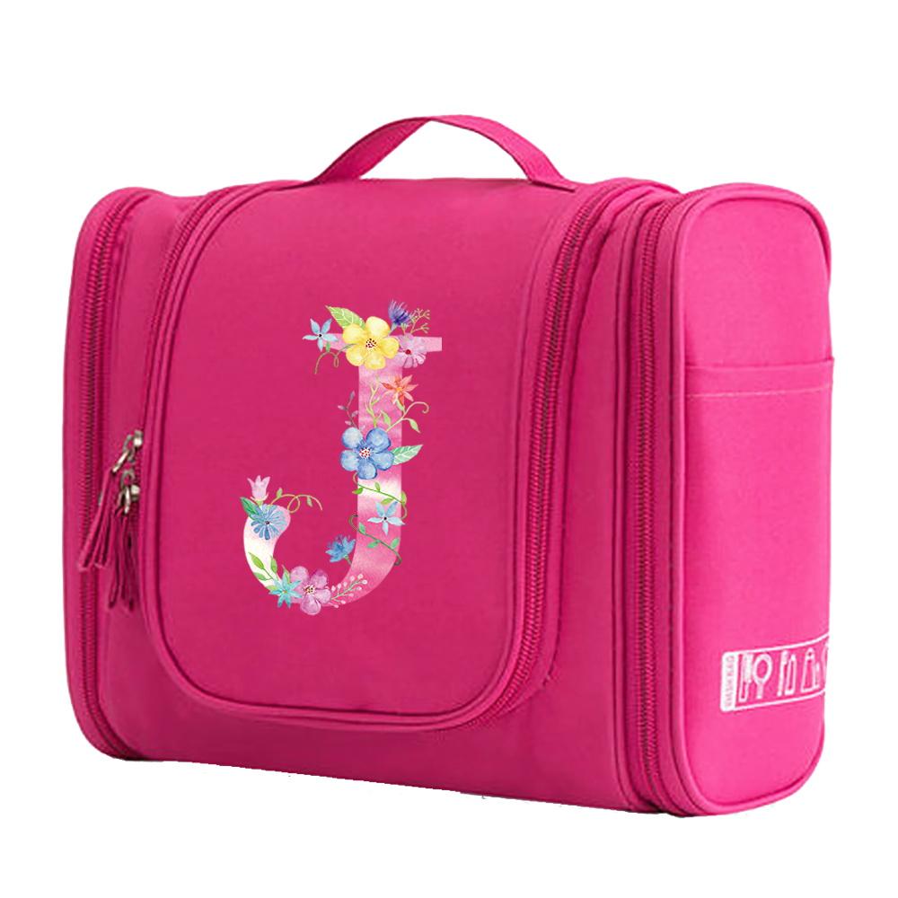 Travel Handbag Cosmetic Bags Make Up Case MakeUp Bag Wash Pouch Women Hook Up Organizer Pink Print Toiletry Accessory Storage