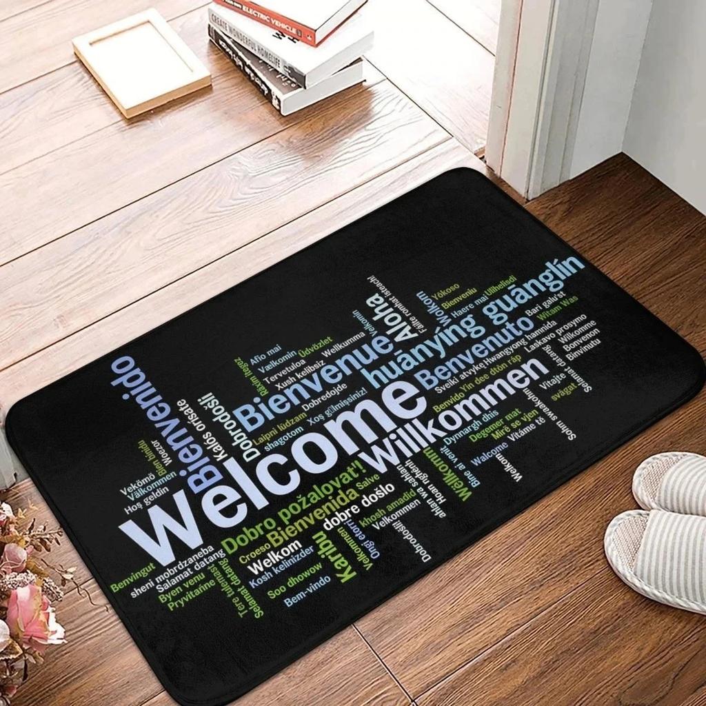 Welcome Letter Door Mat Flannel Bedroom Entrance Doormat Home Decoration Kitchen Balcony Floor Mats Bathroom Non-slip Carpet