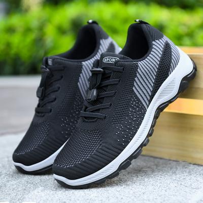 Men's Shoes New Large Size Walking Shoes Mesh Breathable Casual Shoes Soft Sole Comfortable Shoes Men's Shallow Mouth Middle-aged and Elderly Single