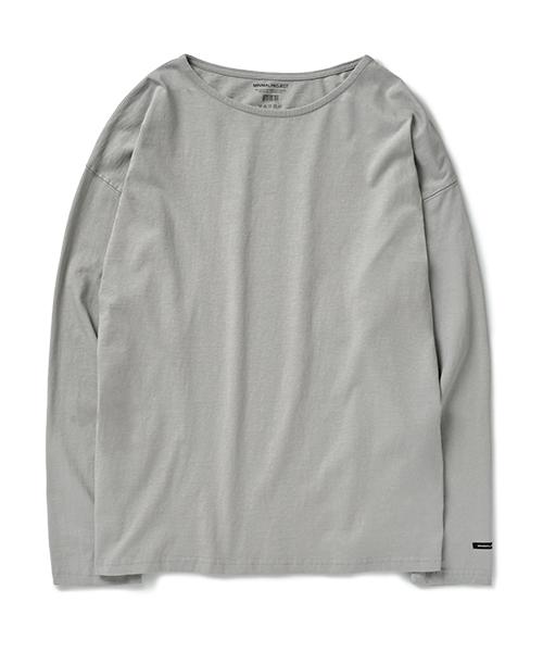 Minimal Project Boat Neck Long Sleeve T-Shirt Mlt112 [Cool Gray]