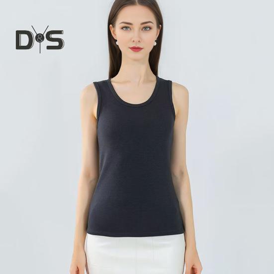Winter Women Thermal Vest Seamless Velvet Fast Temperature Lock Round Neck Slim Fit Elastic Sleeveless Inner Wear Bottoming Tank Top