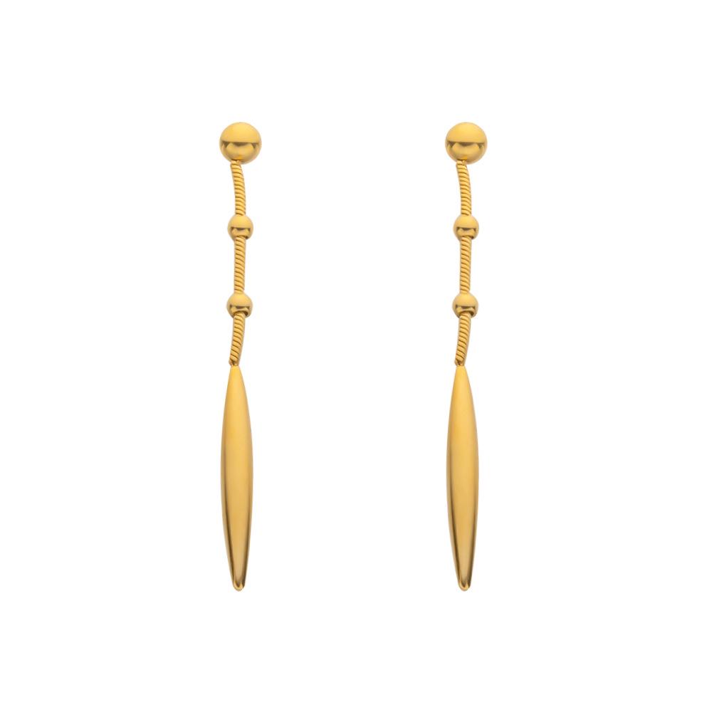 New Stainless Steel Water Drop Tassel Earrings - Elegant, Fresh, Versatile Jewelry Niche золотой
