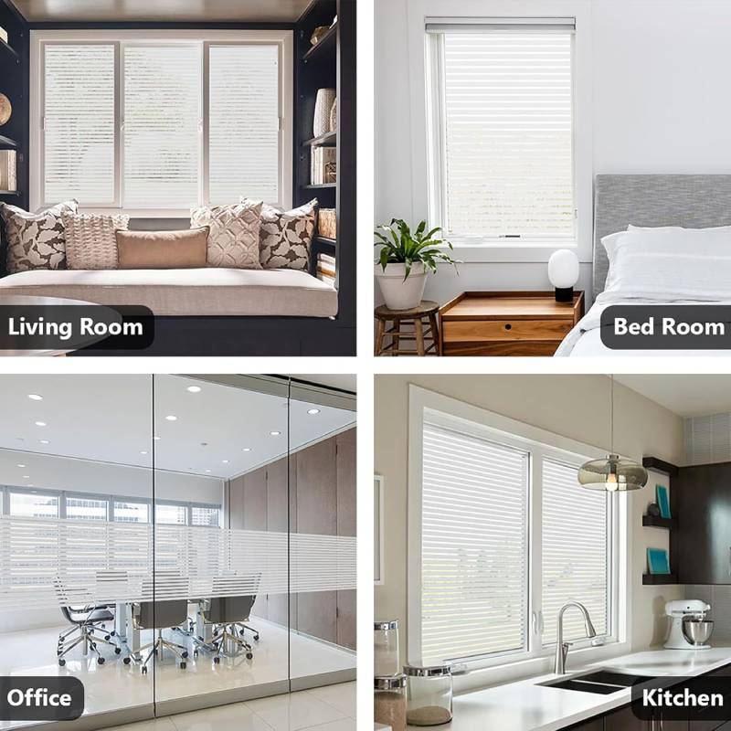 Modern Privacy Film With Striped Frosted Design For Bathroom Privacy And Easy Removal