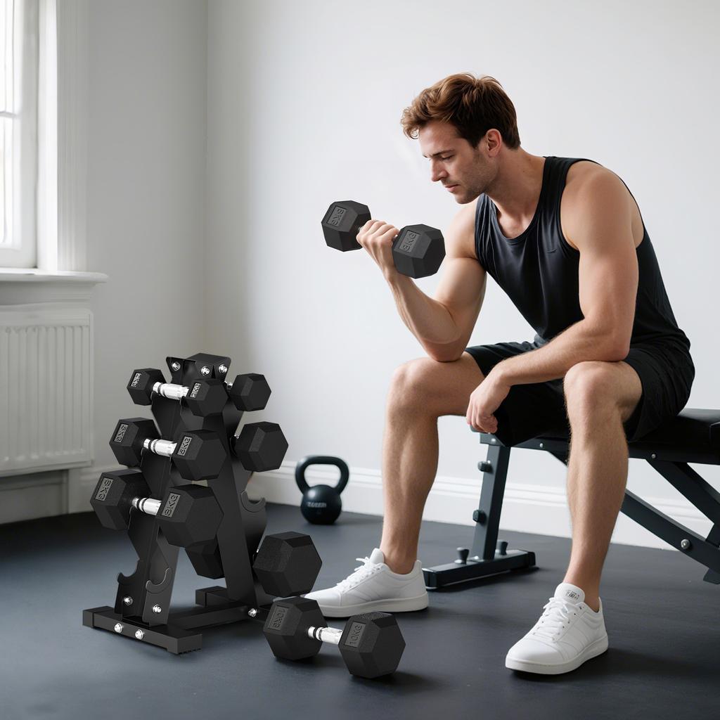 Hantelset 2x2kg 2x5kg 2x8kg 2x10kg mit Ablage für Training Schwarz