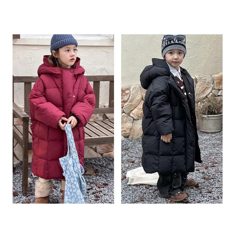 Kinder Weiße Entendaunenjacke Dicke Warme Lange Oberbekleidung für Jungen Mädchen Parkas 2024 Winter Neue Casual Teenager Kinder Mäntel