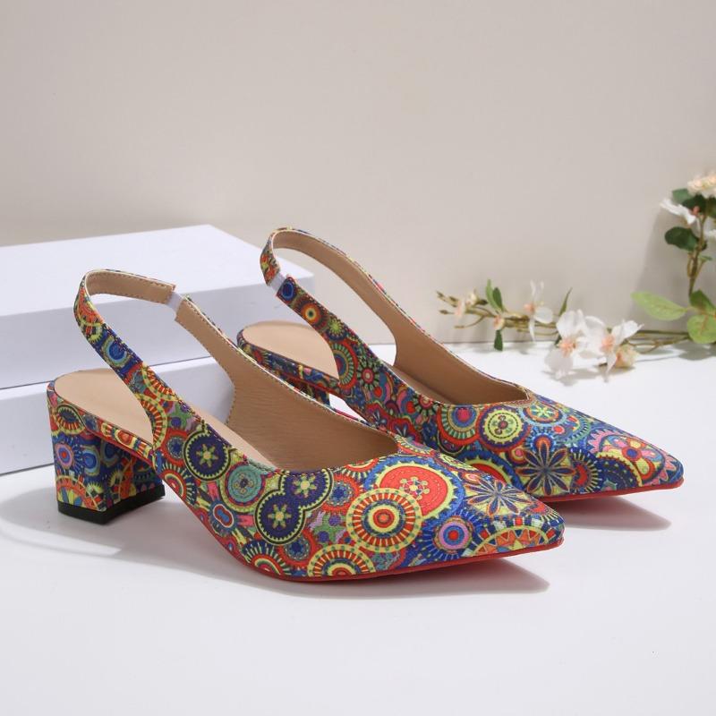 

Pointed Toe High Heels Baotou Summer New Back Empty Sandals 35