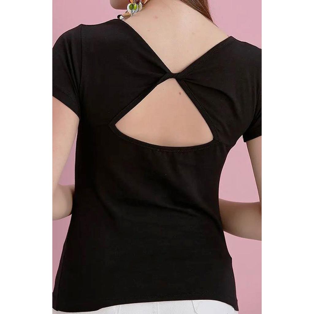 Tricou tip fluture cu guler larg