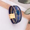 Crystal Rhinestone Vintage Ethnic Beaded Magnetic Clasp Leather PU Bracelet Women Men