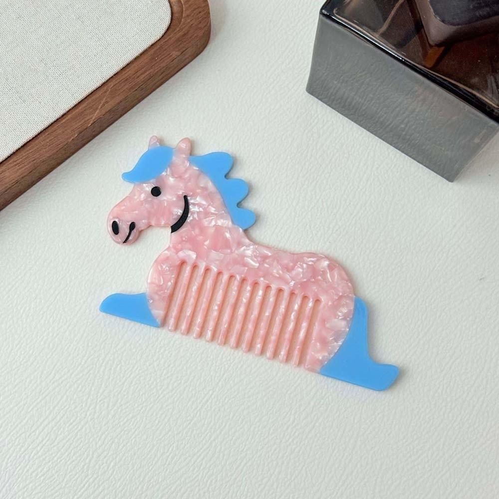 Horse Makeup Comb Cartoon Hairdressing Combs Hair Care Acetic Acid Comb  Student розовый