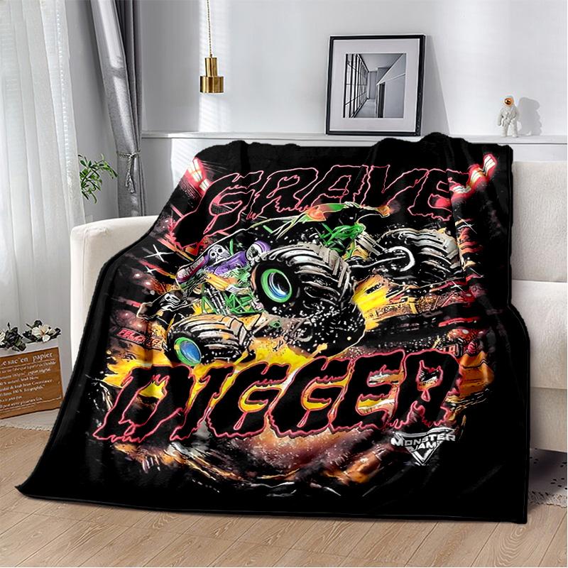 M-Monster Jam Grave Digger Truck Sofa Blanket Lightweight Warm Insulation Blanket Bed Office Car Knee padsThrow Blanket