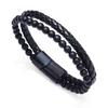 Men's Versatile High-End Natural Tiger Eye & Volcanic Stone Beaded PU Leather Bracelet
