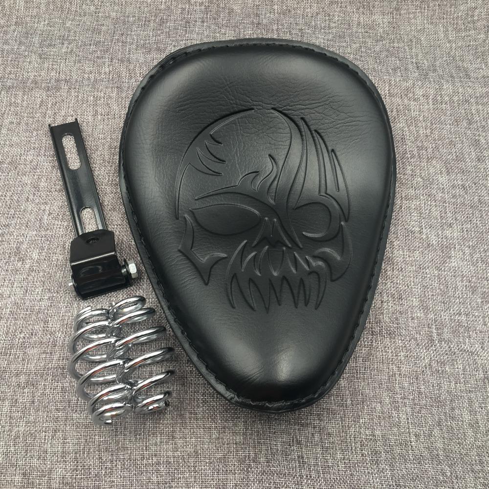 Motorcycle Black 3" Spring bracket Skull Solo Seat for Harley Sportster XL Yamaha Honda Suzuki Chopper Custom cafe racer