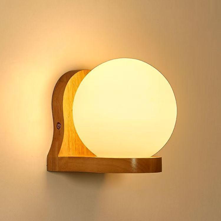 Nordic Solid Wood LED Wall Lamp for Bedroom, Hotel, Stairwell, Corridor