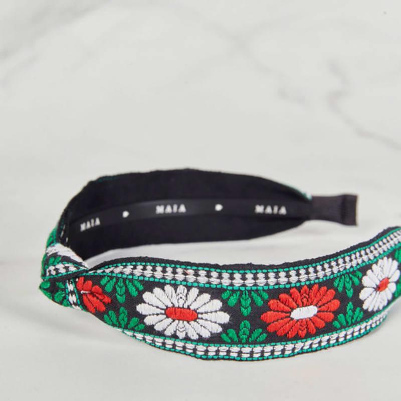 MAIA Green Floral Jacquard Hairband - Knot D Green