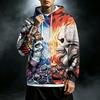Men's Loose Fit Casual Printed Hoodie with Pocket and Drawstring