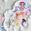 50 Jellyfish Marine Life Stickers for Luggage, Water Cups & Storage Boxes - Fun & Transparent Designs