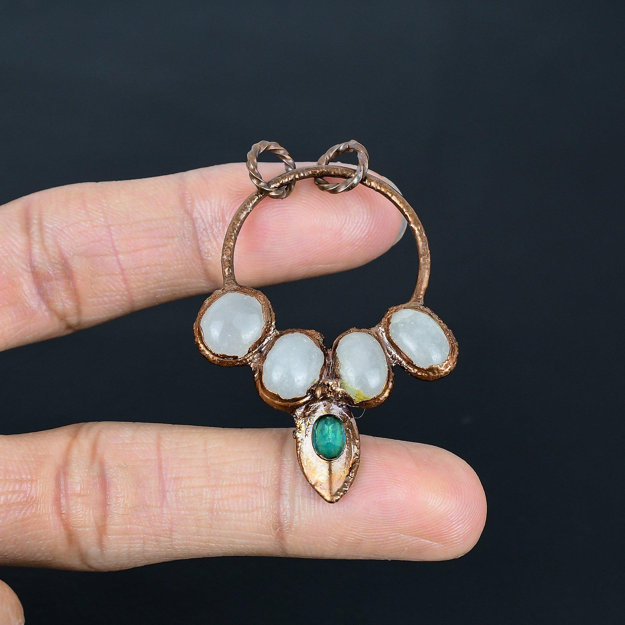 

Rose Quartz Jewelry, Copper Electroformed Pendant Handmade Gemstone Jewelry, Gifts For Wife Brand New Pendant 2.55 Inches