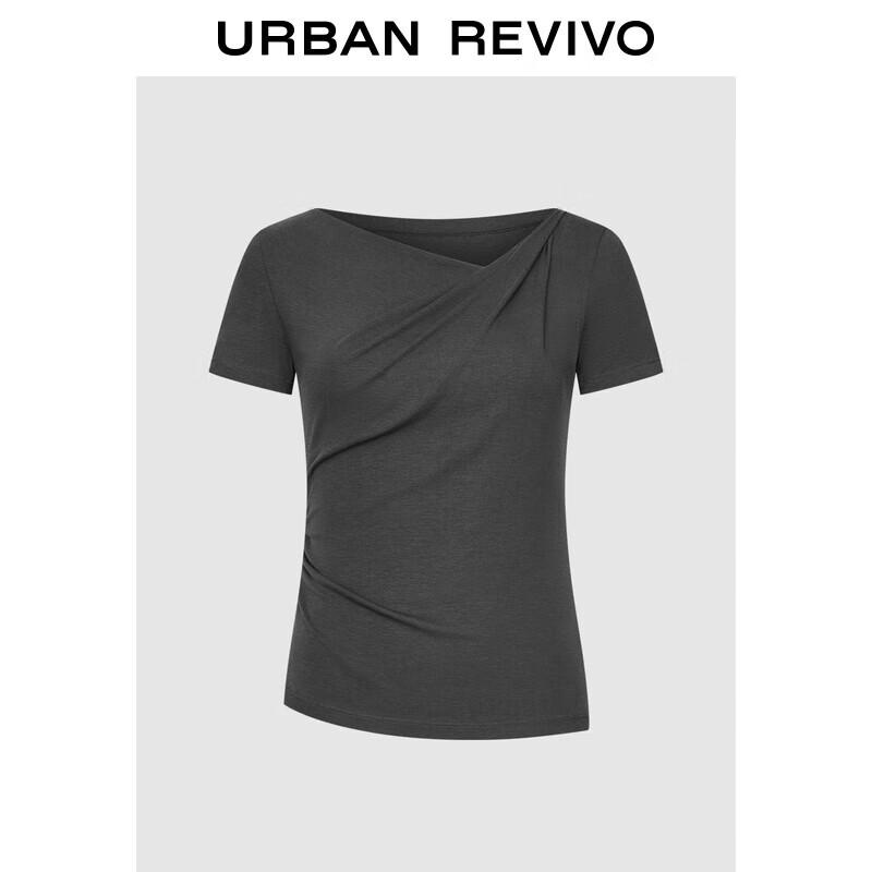 UR Women's Draped Neck Slim Fit Short Sleeve T-Shirt