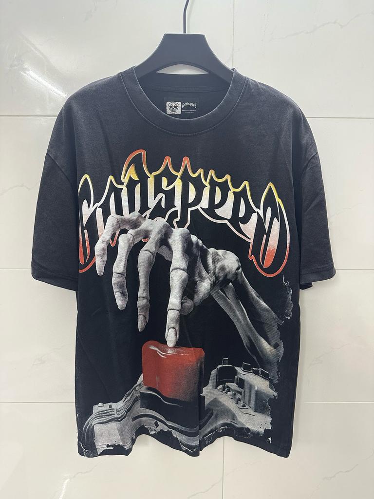 Marca de Moda Calle Rock Lavado Estilo Retro Camiseta de Manga Corta Estampado de Letras Modelos para Hombre y Mujer