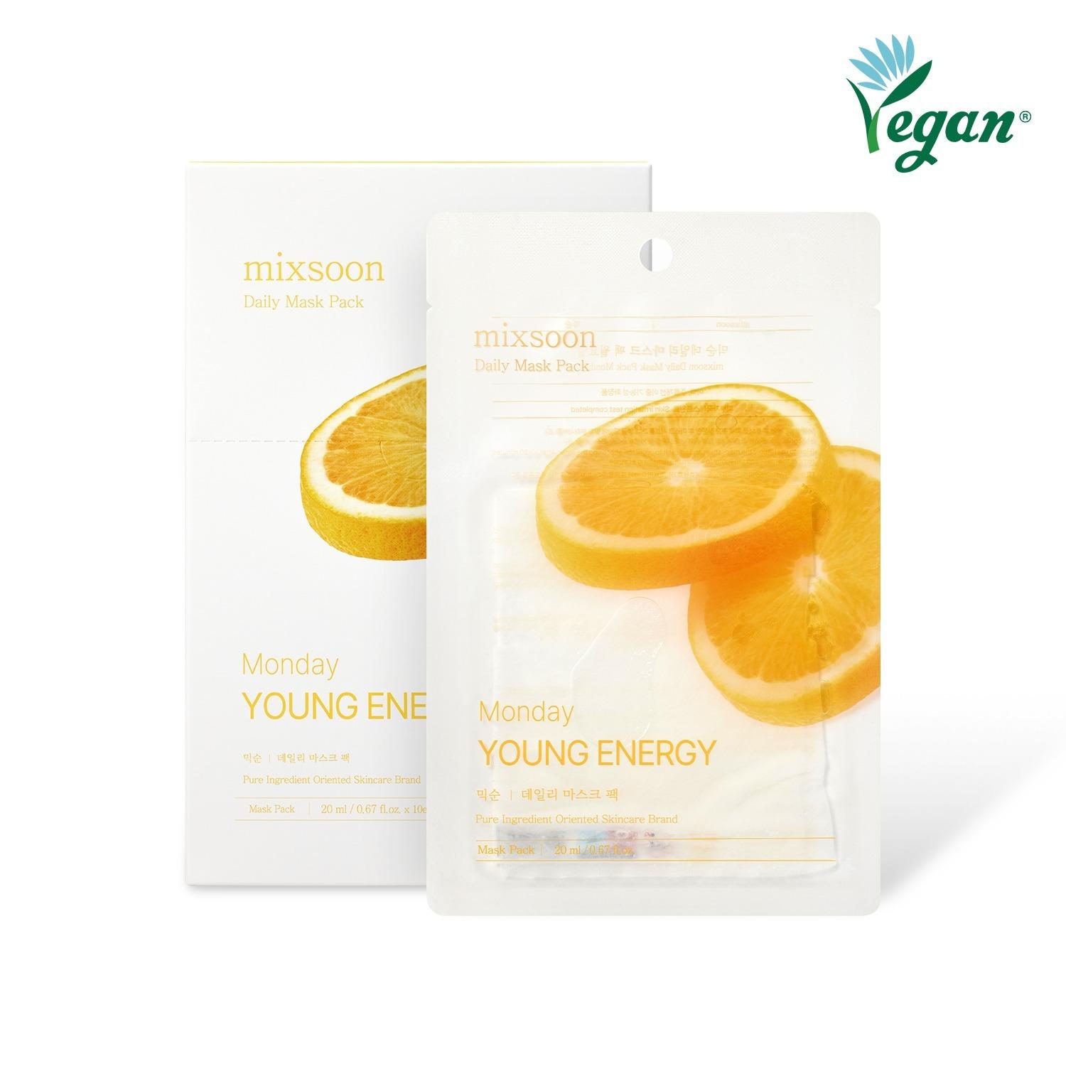 Mixsoon Daily Mask Pack Monday (10 Pack) for Young Energy & Tone Authentic