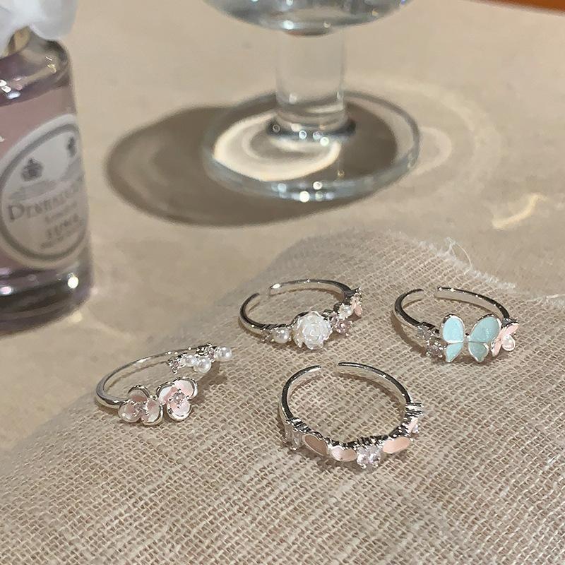 Zir*****il drop butterfly flower opening ring Korean small fresh temperament index finger ring niche versatile light luxury jewelry
