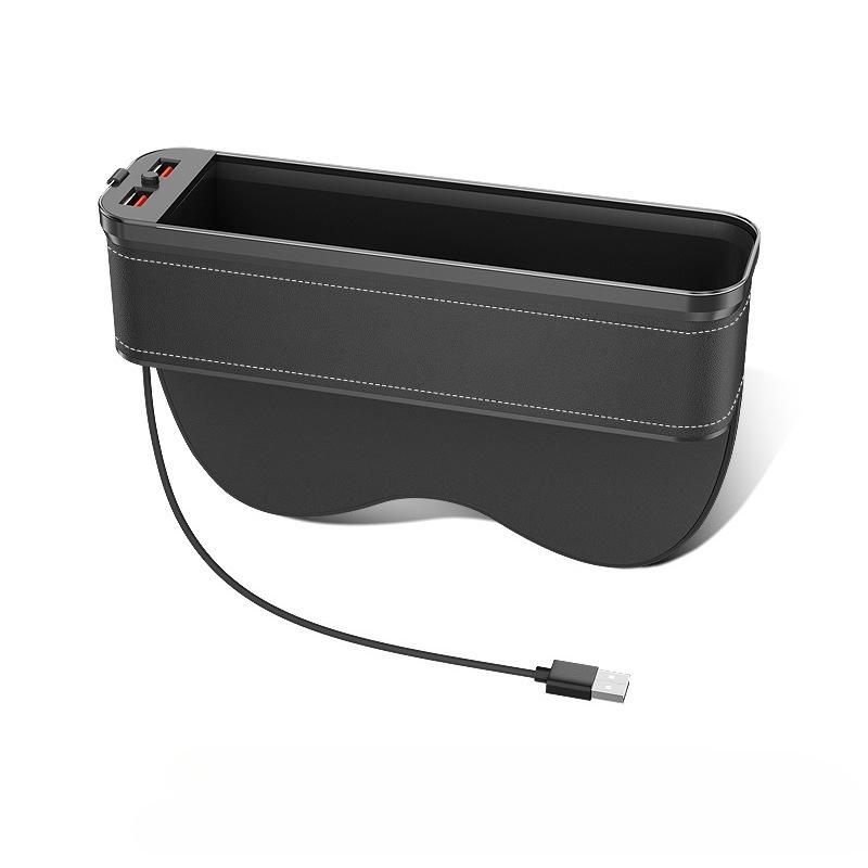 Car Seat Clip Gap Storage Box with Lamp Charging Interior Decor Storage Artifact Auto Supplies Seat Gap Filler Organizer