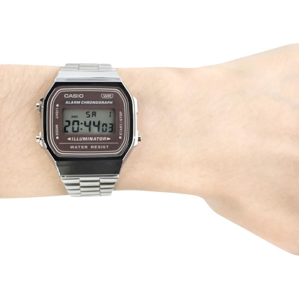 Casio Cheap Casio A168WA-5A Vintage Digital Watch Unisex Silver Brown