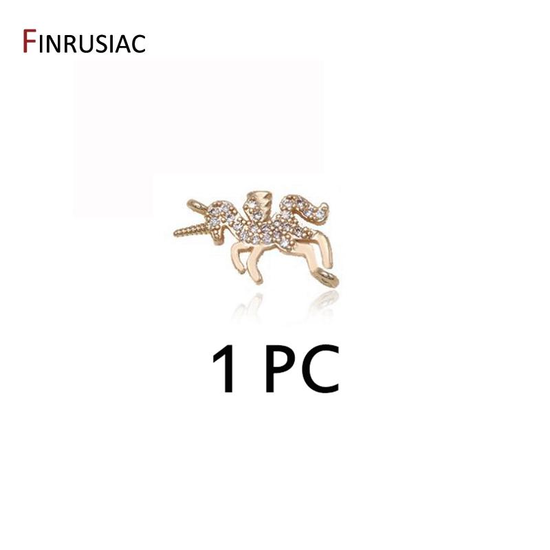 

2025 New Trendy Inlaid Zircon Unicorn Gold Plated Pendant Charms DIY Jewelry Earring Necklace Making Findings Accessories