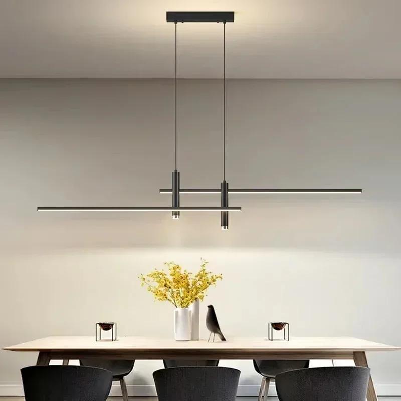 Intelligent Remote Control LED Long Pendant Light, Living Room Dining Room, 3-color Light, Home Decoration Indoor Lighting