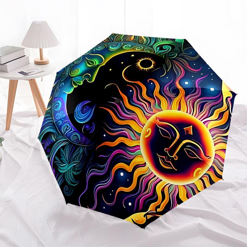 Colorful Yin Yang Sun Moon Face Art Print Poster Umbrella, Christmas Gift Y373