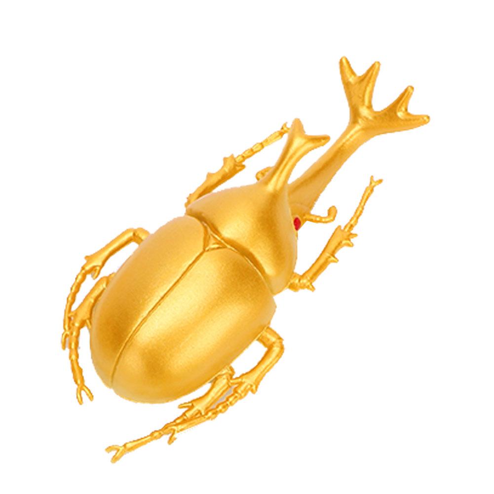 6pcs Simulation Beetle Insect Model Halloween Trick Props NonToxic PVC Insect Toy(Gold )