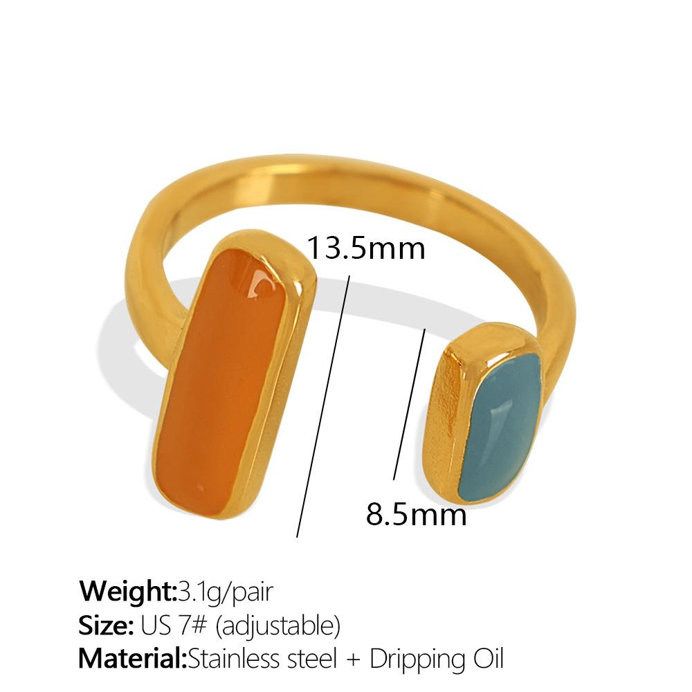 Retro Hong Kong style simple geometric drip ring contrasting colors personalized simple ring creativity