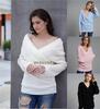 Autumn and winter new solid color European and American OL commuter knitted sweater women's thin sweater