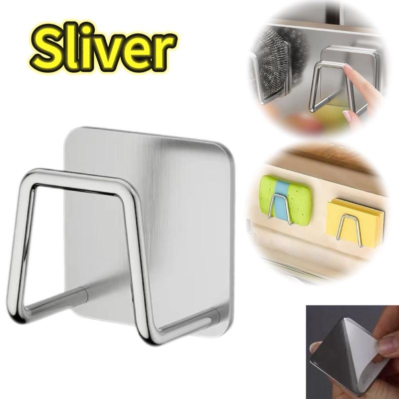 1-12PCS Stainless Steel Kitchen Sink Sponge Holder Tray Drainer Rack Self Adhesive Hook Sink Storage Holder Kitchen Accessories