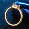 Popular Jewelry Silver Jewelry, Champagne Micro-Set Imitation Diamond Ring Square Diamond Princess Ring
