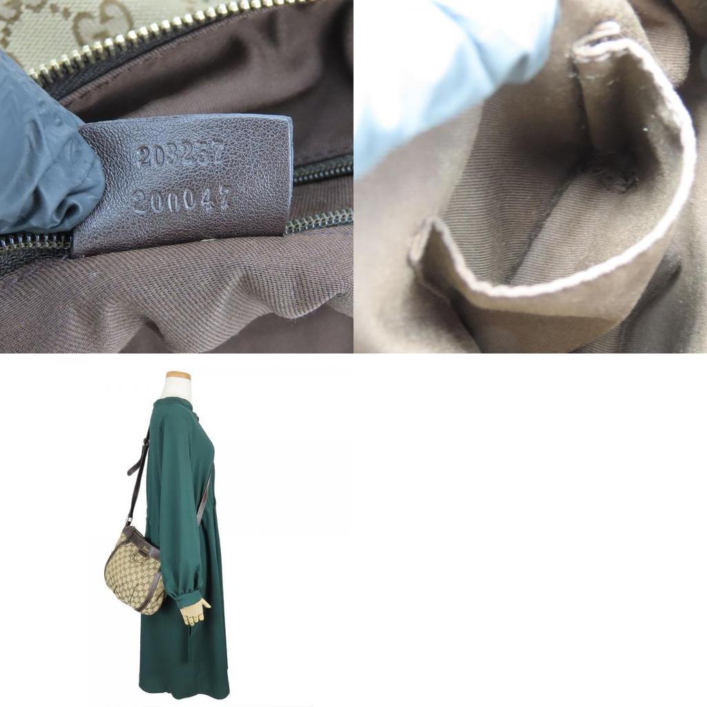 Gebrauchte GUCCI Schultertasche 203257 Abbey GG Canvas beige Dunkelbraun Diagonal getragen