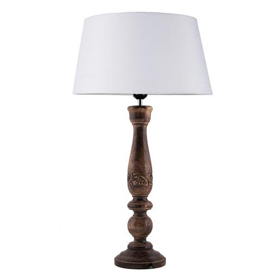 58 Cm Floral Carved Black Wood Table Lamp with White Drum Shade Bedroom, Dining Room, Hotel Room, Living Room, Office Bulb Not Included
