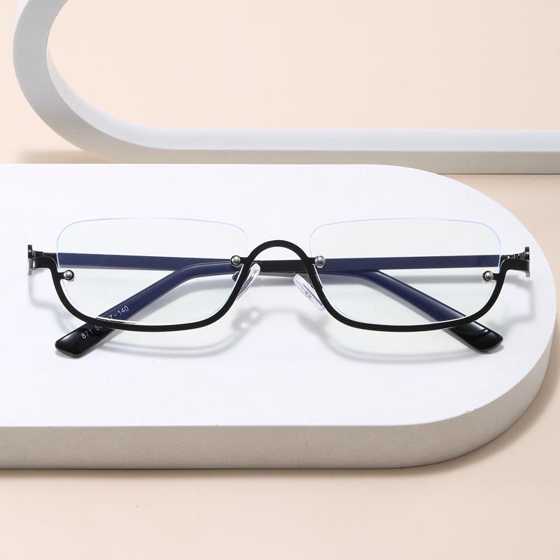 Fashionable Luxury  Designer Half-Rim Rectangular Sunglasses Women Vintage Small Frame Sun Glasses Ladies Geometric Square Eyewear