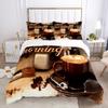 Good Morning Duvet Cover Set Microfiber Coffee Rose Cozy Breakfast Twin Bedding Set Double Queen King Size 2/3pcs Quilt Cover