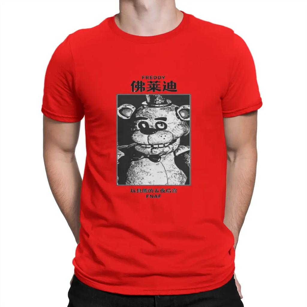 FNAF Men's T Shirts F-Fazbears Crazy Tees Short Sleeve Crew Neck T-Shirt Cotton Graphic Printed Tops