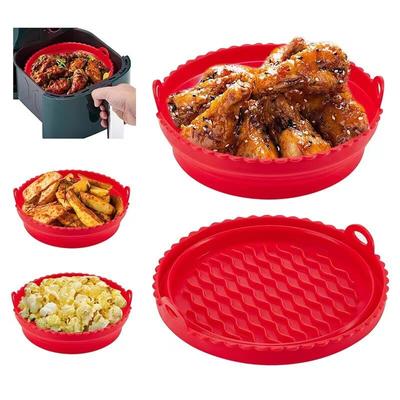 1pc Air Fryer Silicone Baking Tray Foldable Reusable Basket Mat Non-Stick Pot Round Microwave Pads Baking Mat Oven Tool