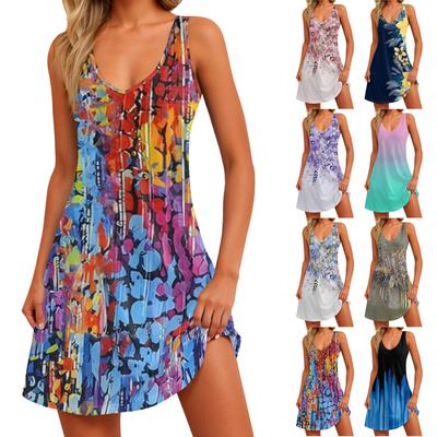 Rochie de soare ocazională de damă, cu buzunare, rochie boho de vară, de plajă, bluze florale, pentru femei, tricouri, rochie, cu decolteu în V, rochii tanc lejer