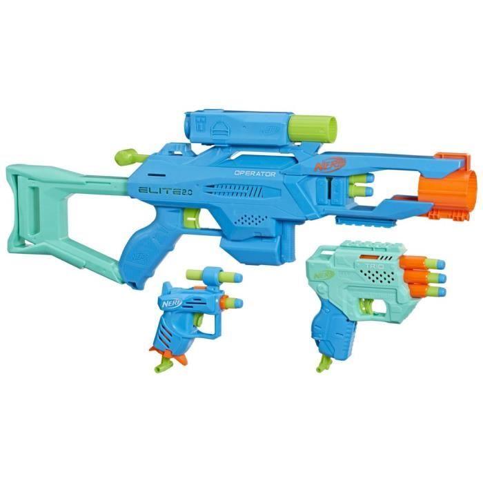 Pack tactique nerf elite 2.0 - nerf - operator db-2, trio td-3, ace sd-1 - 20 fléchettes incluses