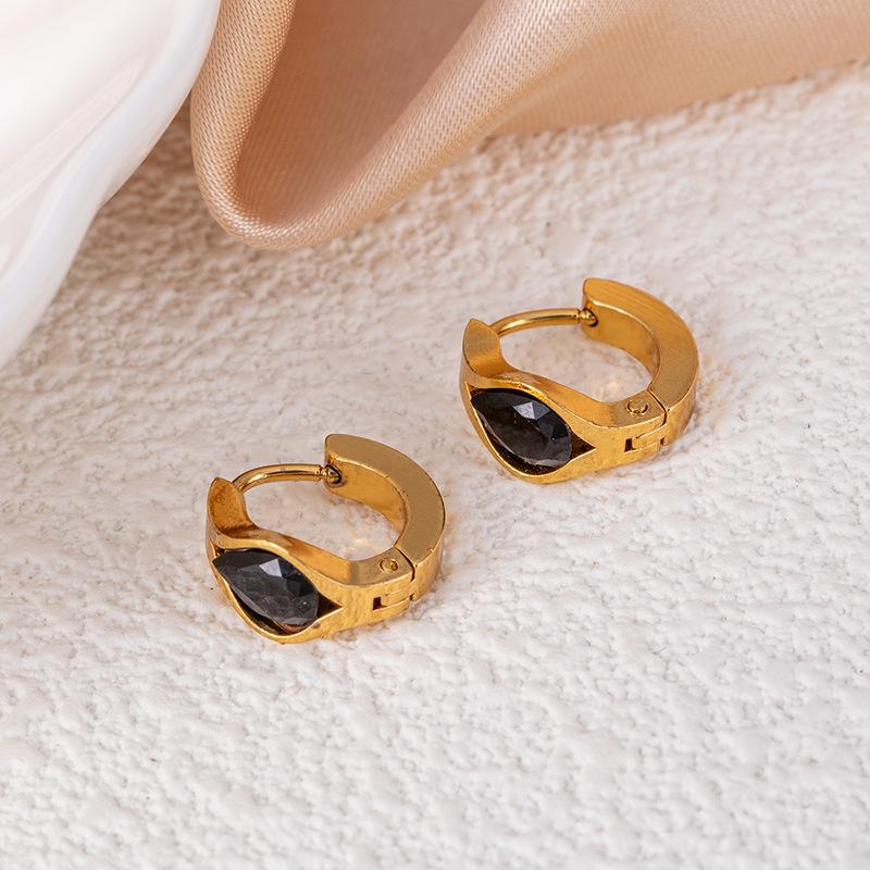 Elegante Wassertropfen Lila Zirkon Rhombus Titanstahl Ohrringe - Damen Hochwertige Nicht-verblassende Herzstecker