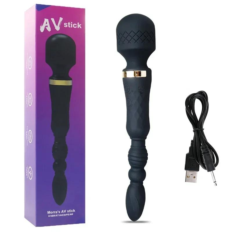 Powerful Dildos Vibrator Double-ended Wand G-Spot Massager Stimulator Anal Plug Sex Toy For Couple Clitoris Stimulator for Adult